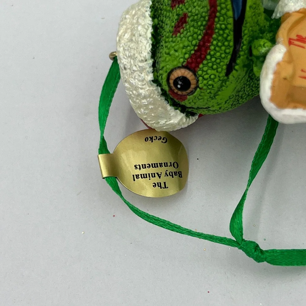 Danbury Mint Baby Animal Ornaments Green Gecko Christmas North Pole Lizard Decor